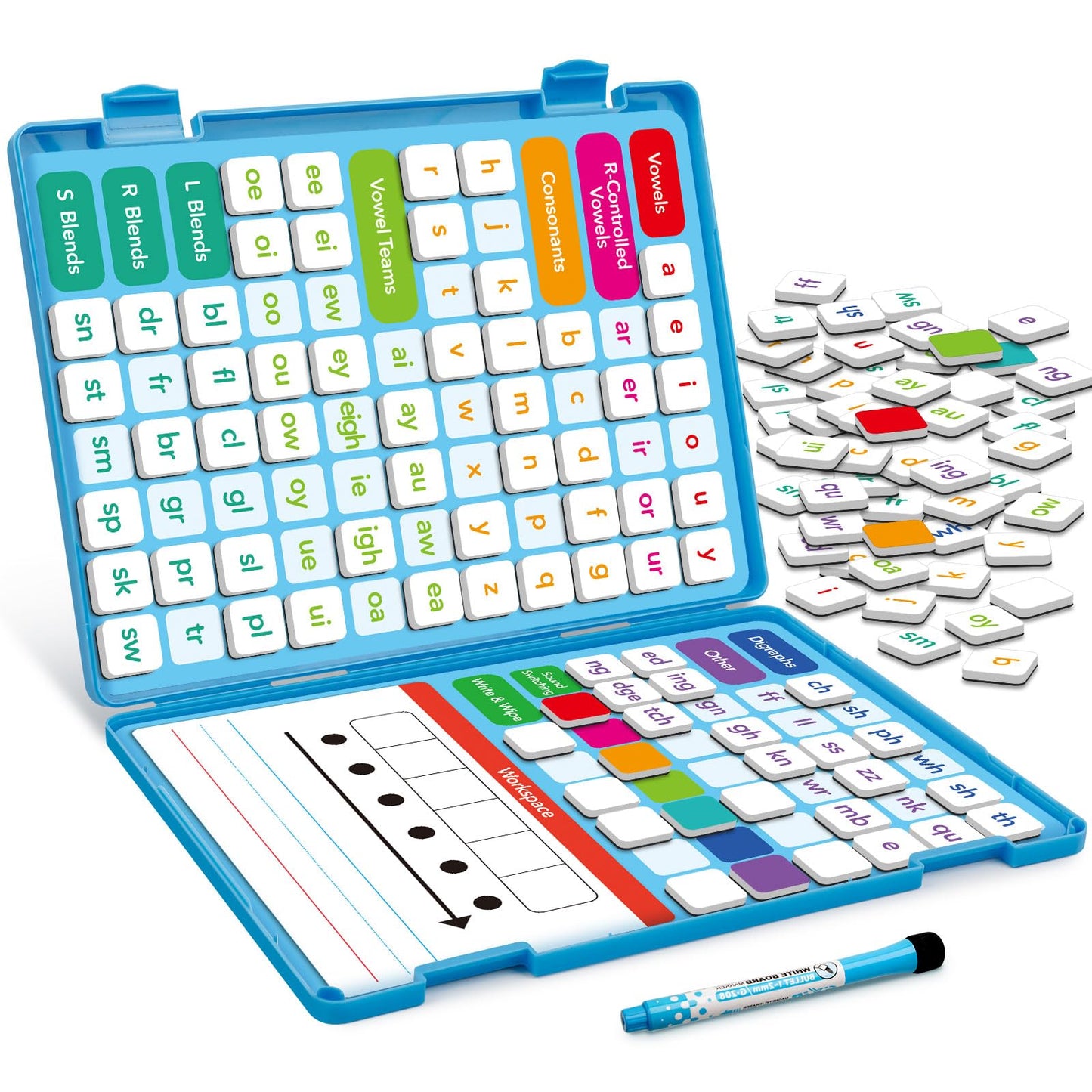 Aizweb Phonics Magnetic Letter Tiles – All-in-One Reading & Spelling Kit for Preschool to Kindergarten