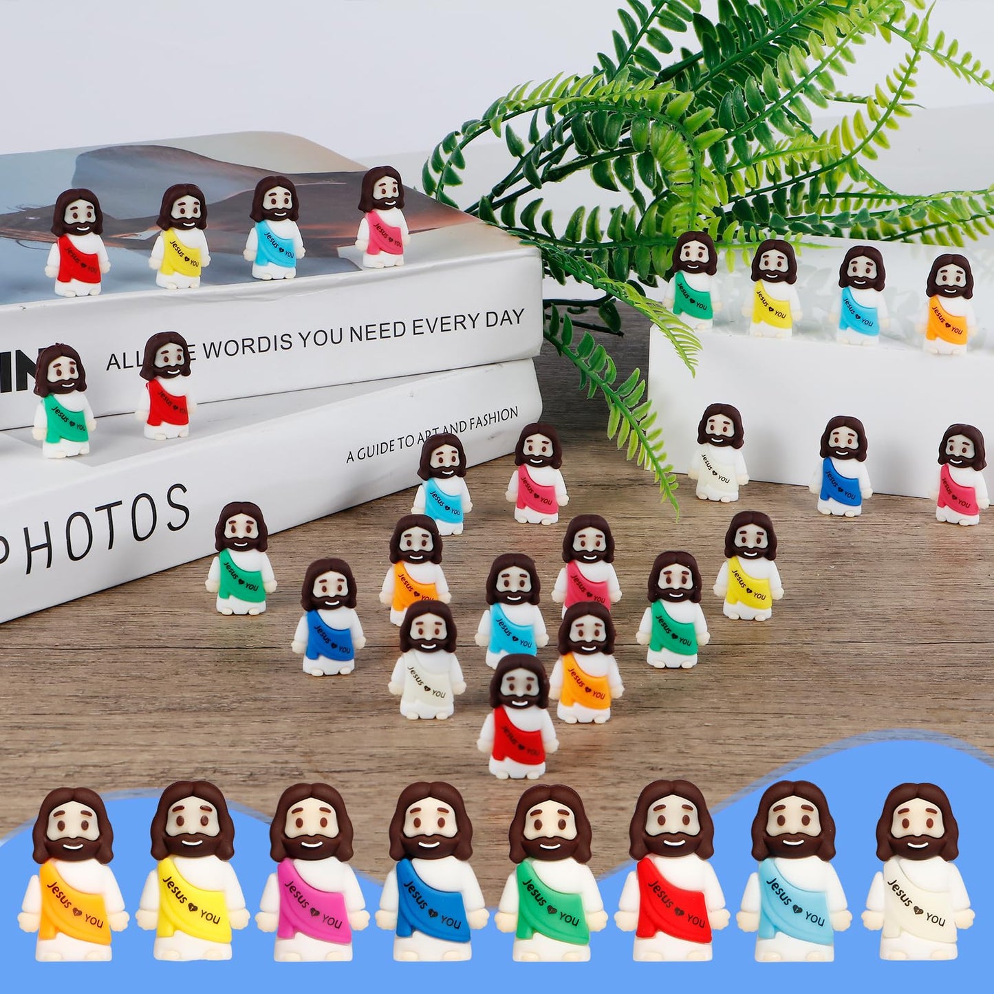 ajabavbd 80pcs Little Jesus Figures – 10-Color Tiny Jesus Figurines for Easter & Gifts
