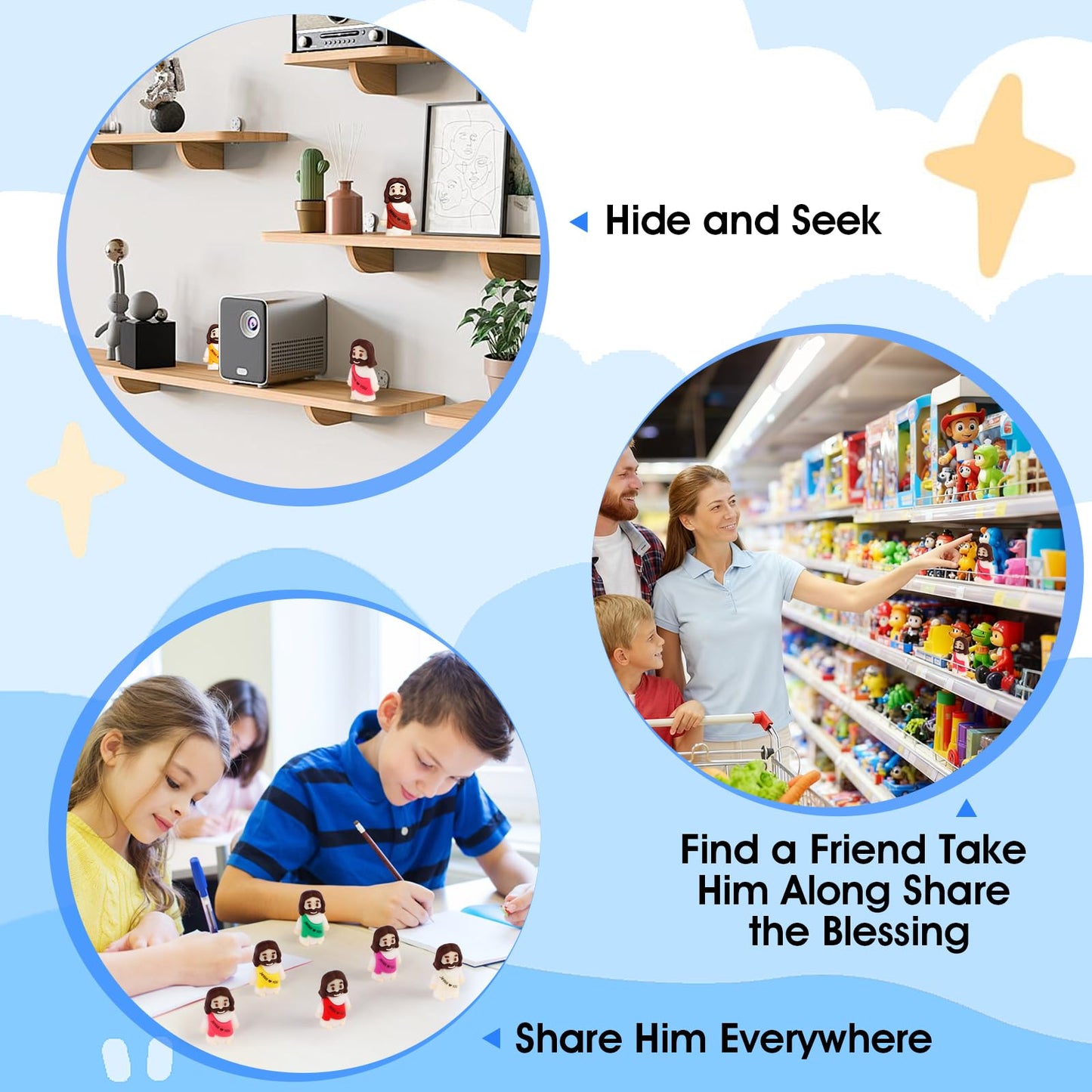 ajabavbd 80pcs Little Jesus Figures – 10-Color Tiny Jesus Figurines for Easter & Gifts