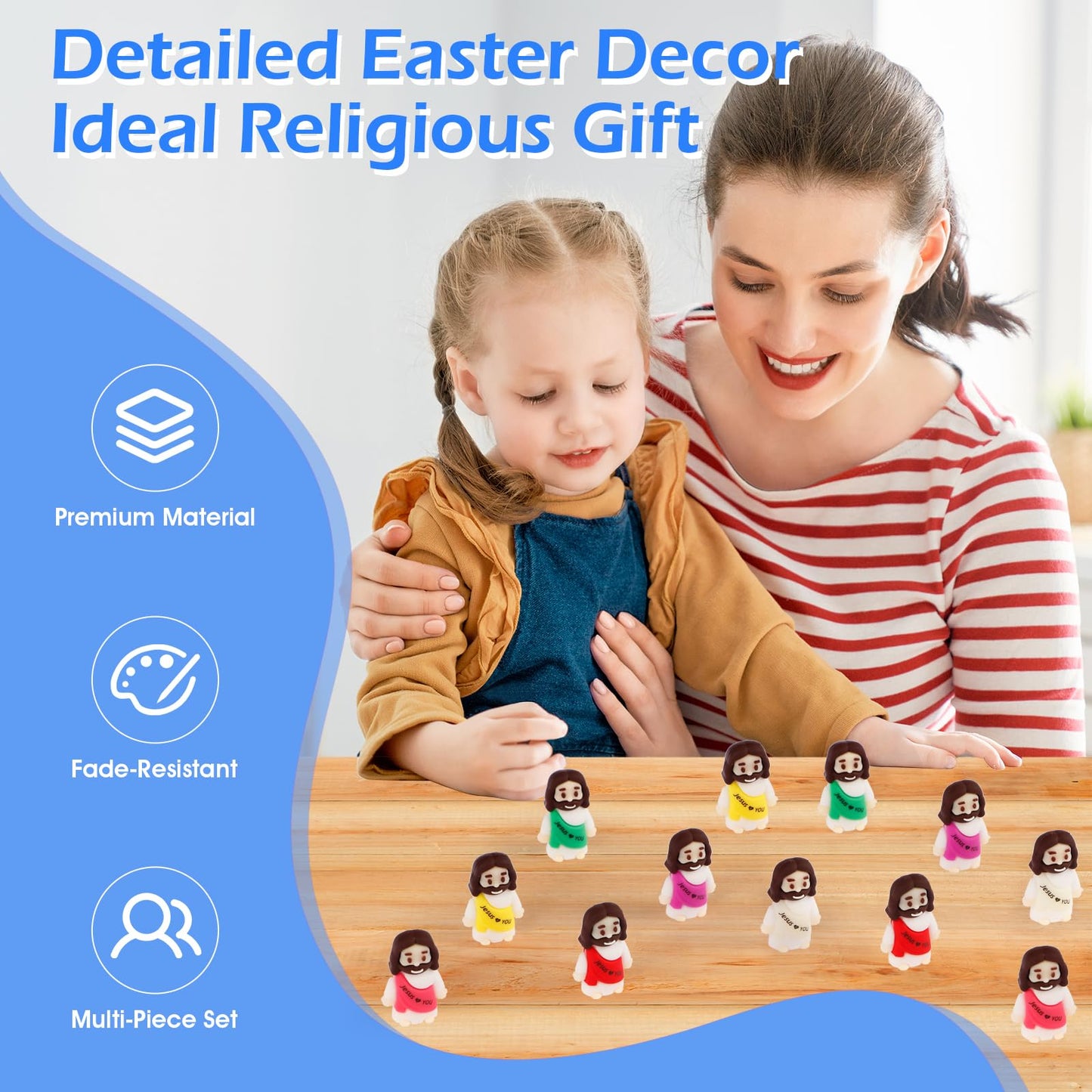 ajabavbd 200Pcs Little Jesus Figures - 10-Color Tiny Figurines for Easter & Gifts