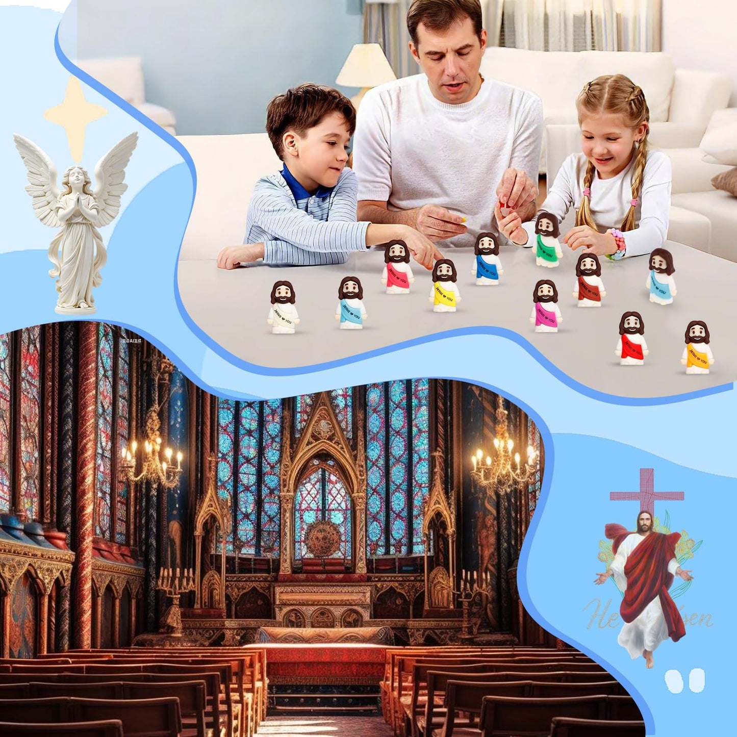 ajabavbd 200Pcs Little Jesus Figures - 10-Color Tiny Figurines for Easter & Gifts