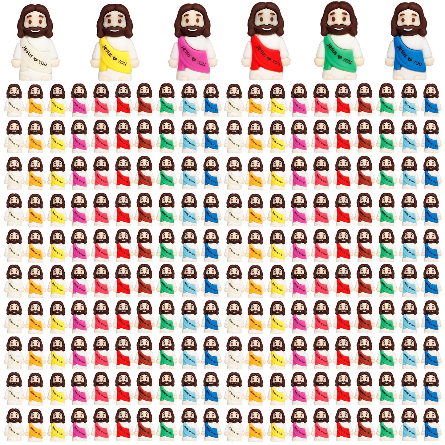 ajabavbd 200Pcs Little Jesus Figures - 10-Color Tiny Figurines for Easter & Gifts