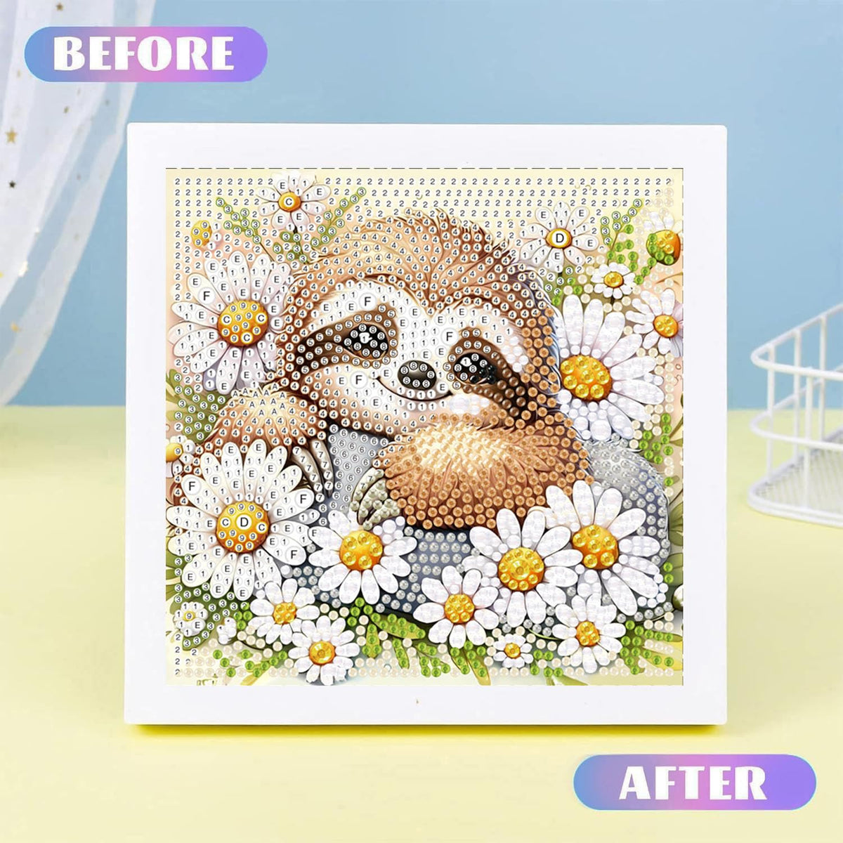 ajepon Sloth Diamond Art Kit for Kids with Frame – 7x7 Inch, Gift-Ready Craft