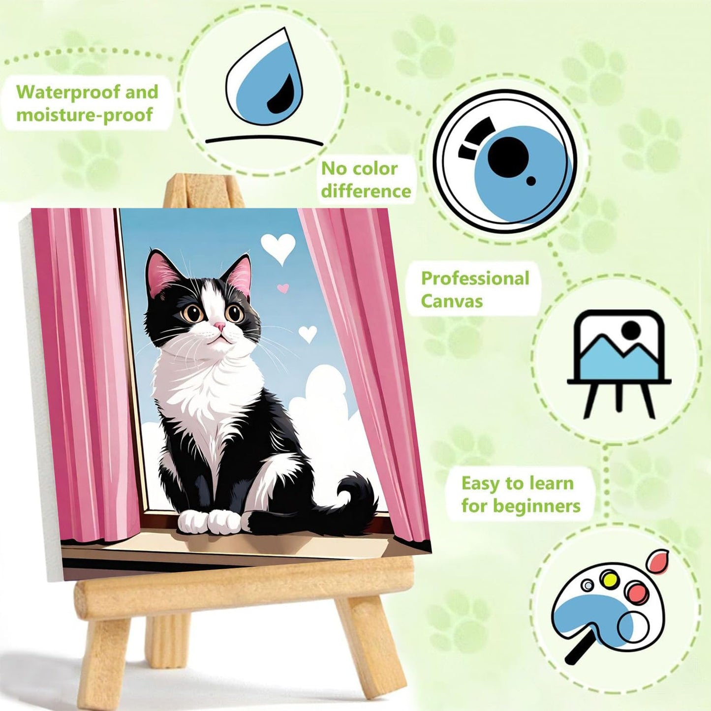 Cat Paint by Numbers Kit for Kids with Frame – Ajepon