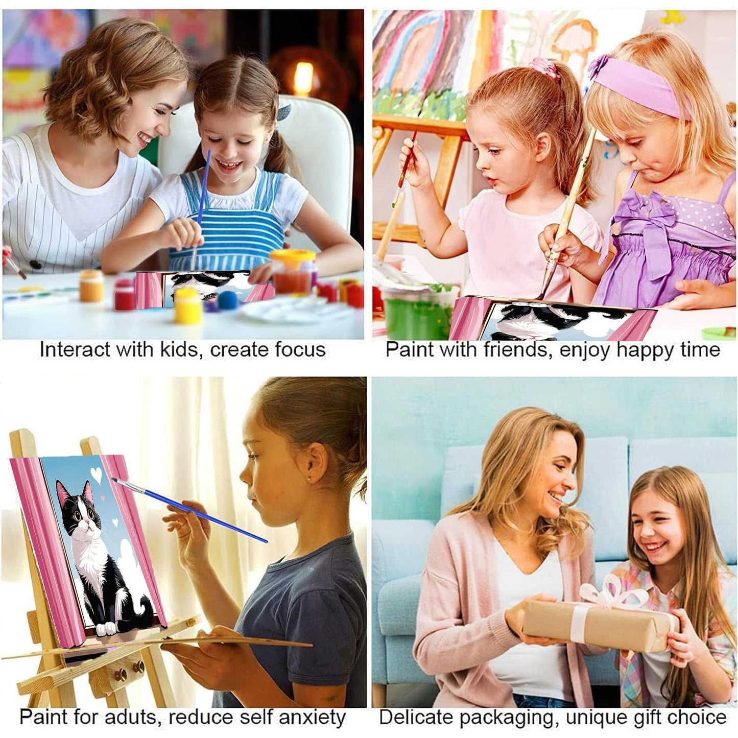 Cat Paint by Numbers Kit for Kids with Frame – Ajepon