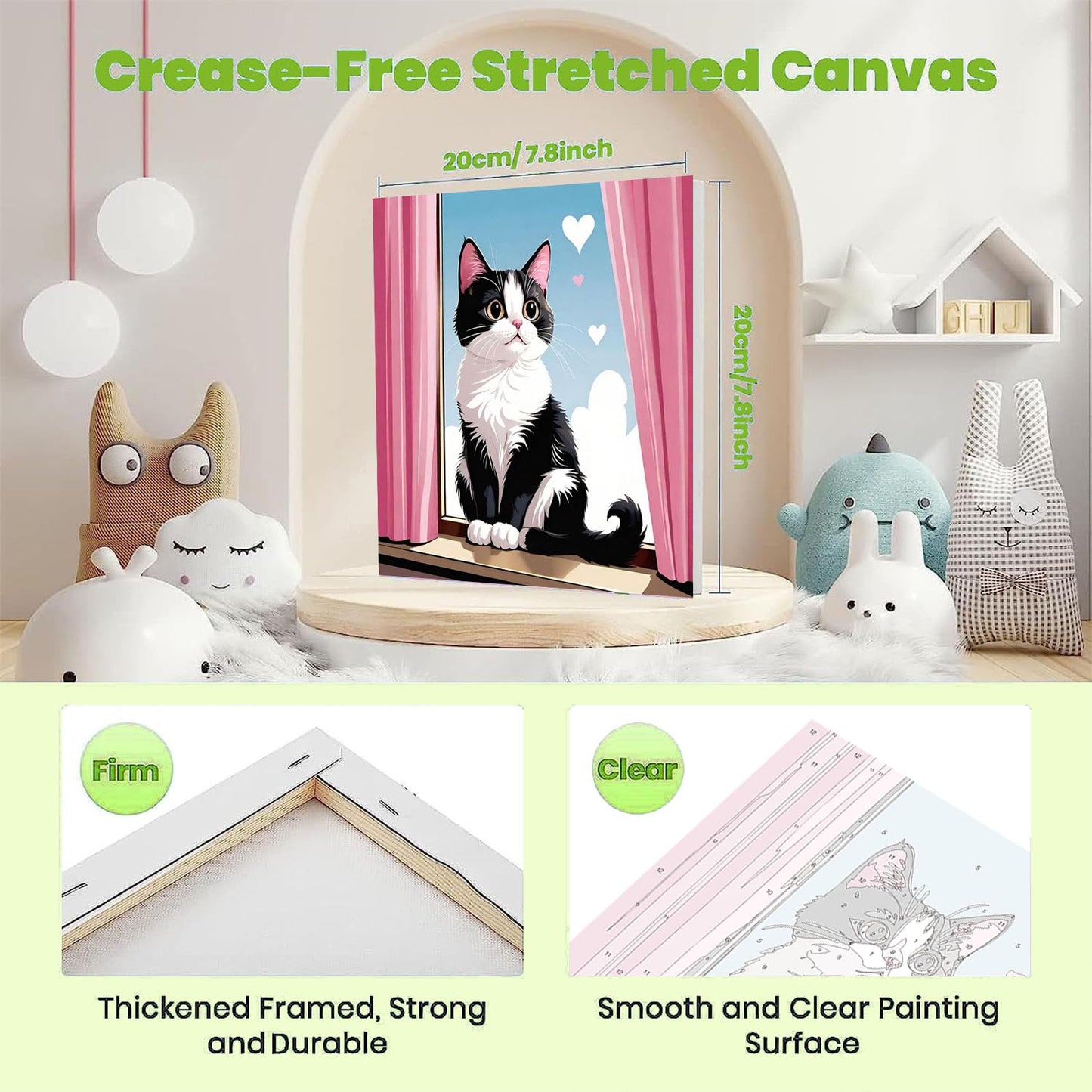 Cat Paint by Numbers Kit for Kids with Frame – Ajepon