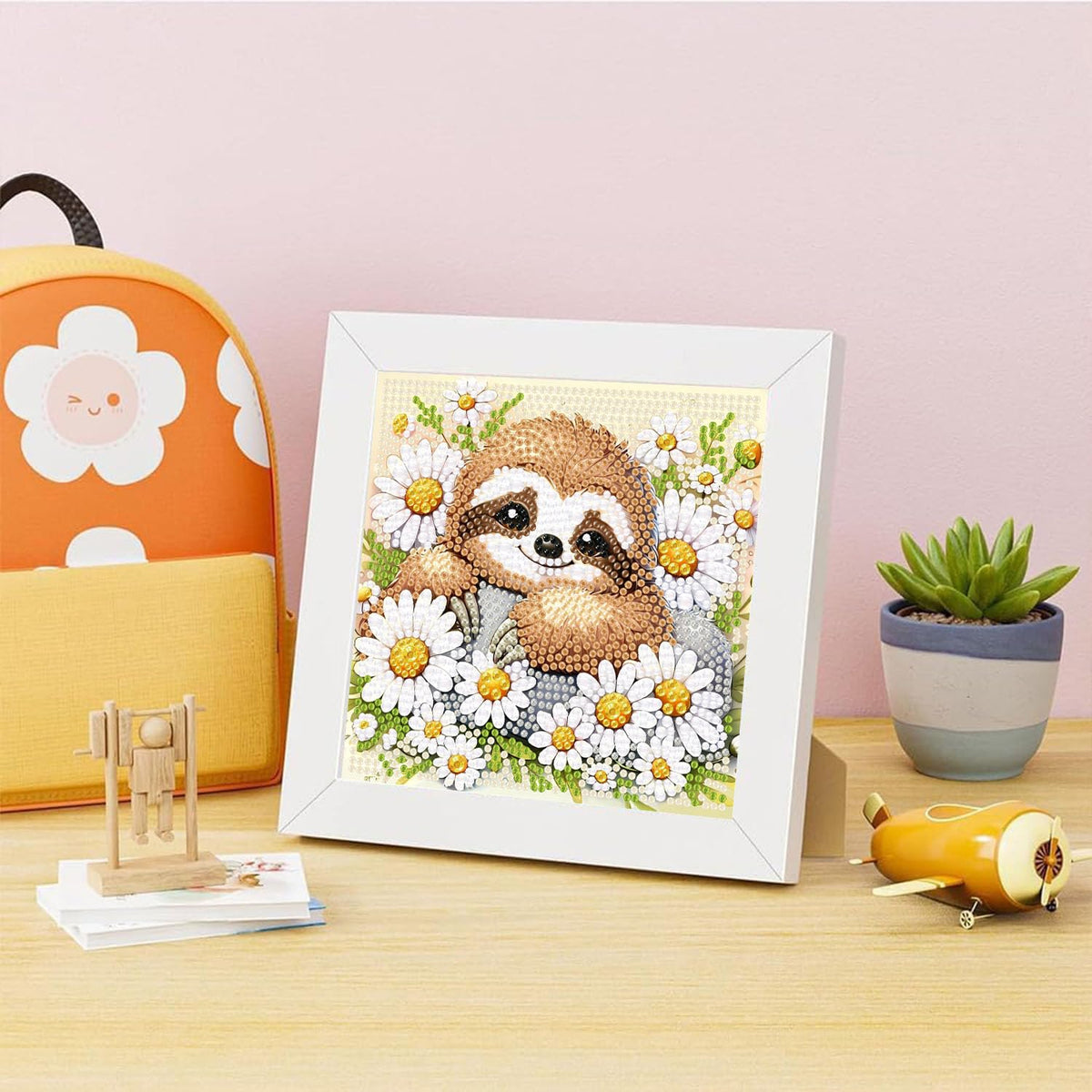 ajepon Sloth Diamond Art Kit for Kids with Frame – 7x7 Inch, Gift-Ready Craft