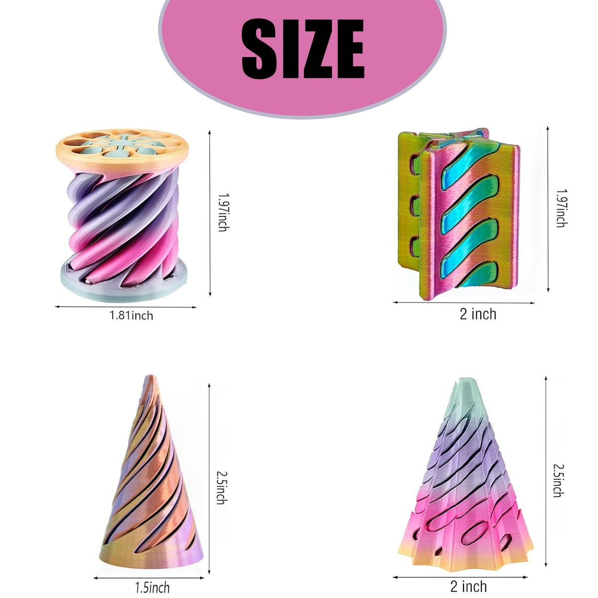 Ajitxalr Christmas Stocking Stuffers – 4-Pack Impossible Cone & Spiral Fidget Toy Set