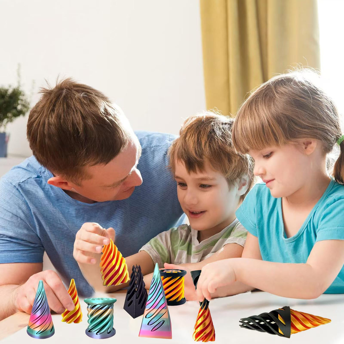 ajitxalr 3 Packs Impossible Cone Spiral Fidget Toy – Passthrough Pyramid Set