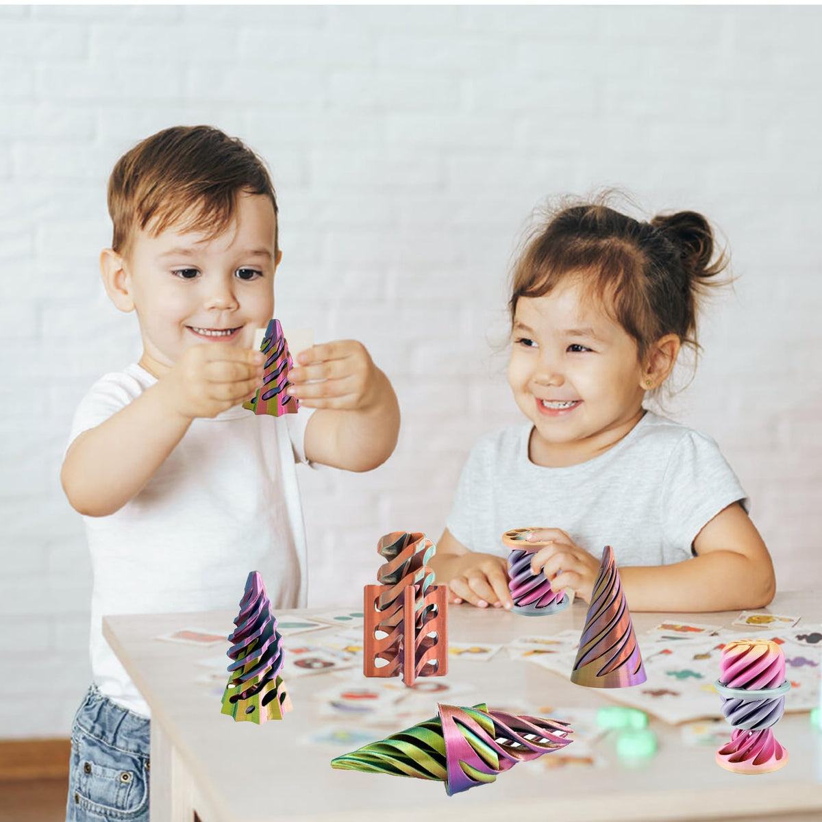 ajitxalr Christmas Stocking Stuffer - 4-Pack Impossible Cone & Spiral Fidget Toy Set