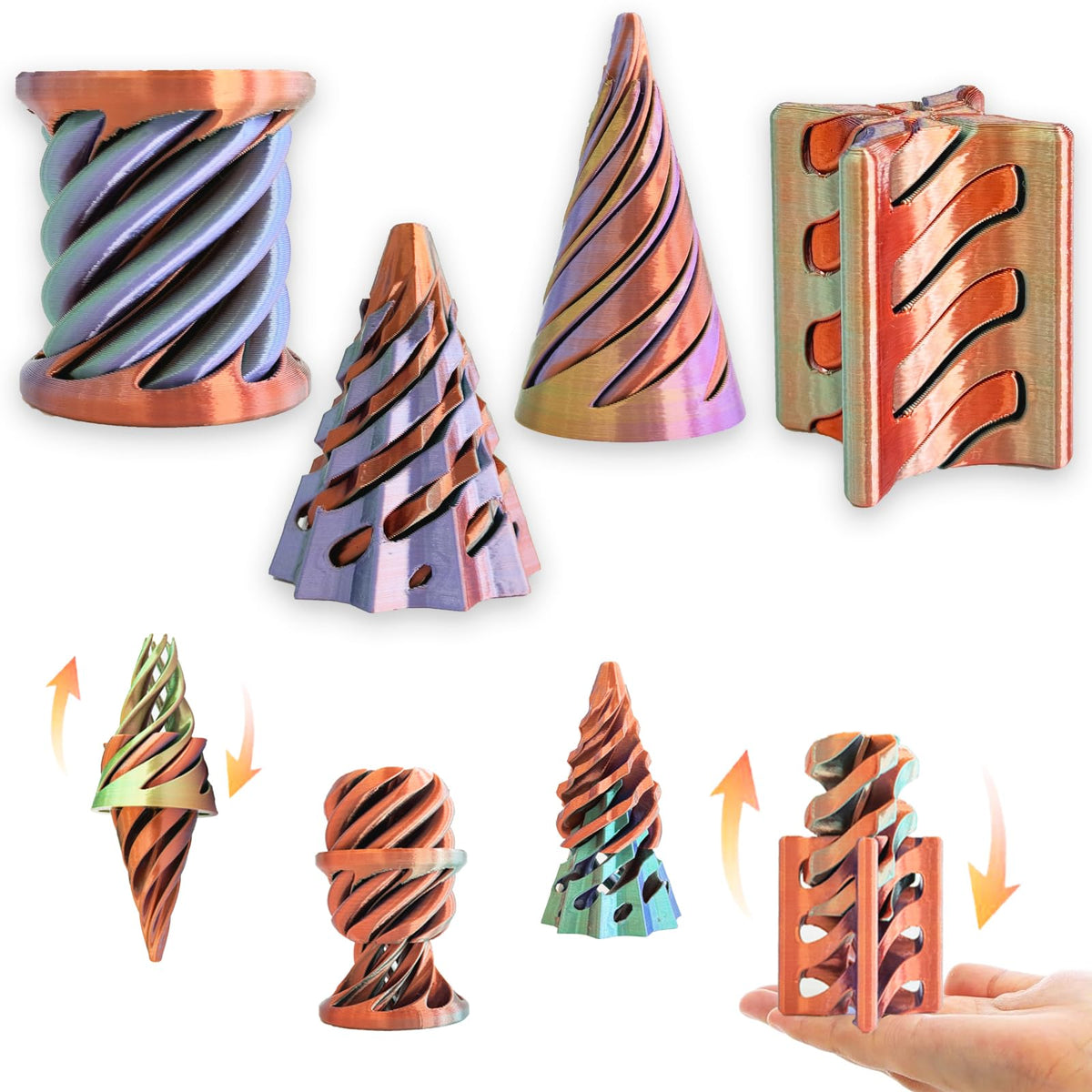 ajitxalr Christmas Stocking Stuffer - 4-Pack Impossible Cone & Spiral Fidget Toy Set