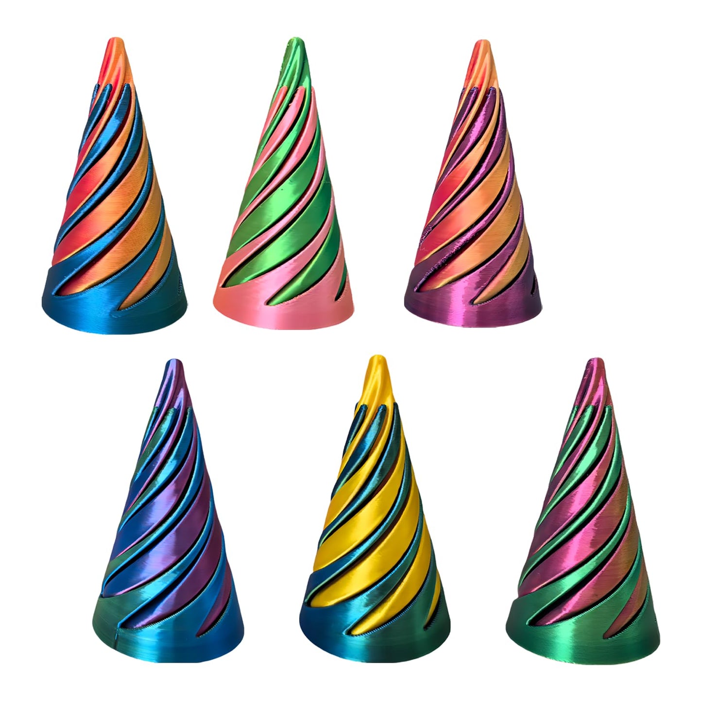 ajitxalr Impossible Cone & Pyramid Fidget Toys 6-Pack – Spiral Stress-Relief for Kids & Adults