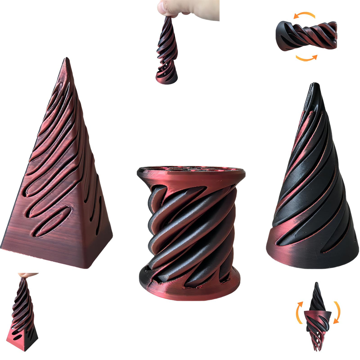 ajitxalr 3-Pack Impossible Cone & Spiral Fidget Toy Set | Passthrough Pyramid