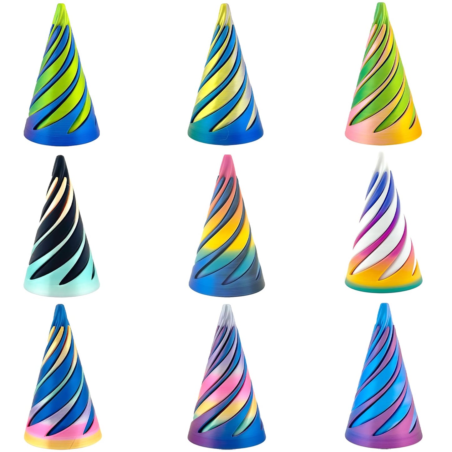Ajitxalr Valentines Day Gifts: 9 Pack Impossible Cone & Spiral Fidget Toy Set