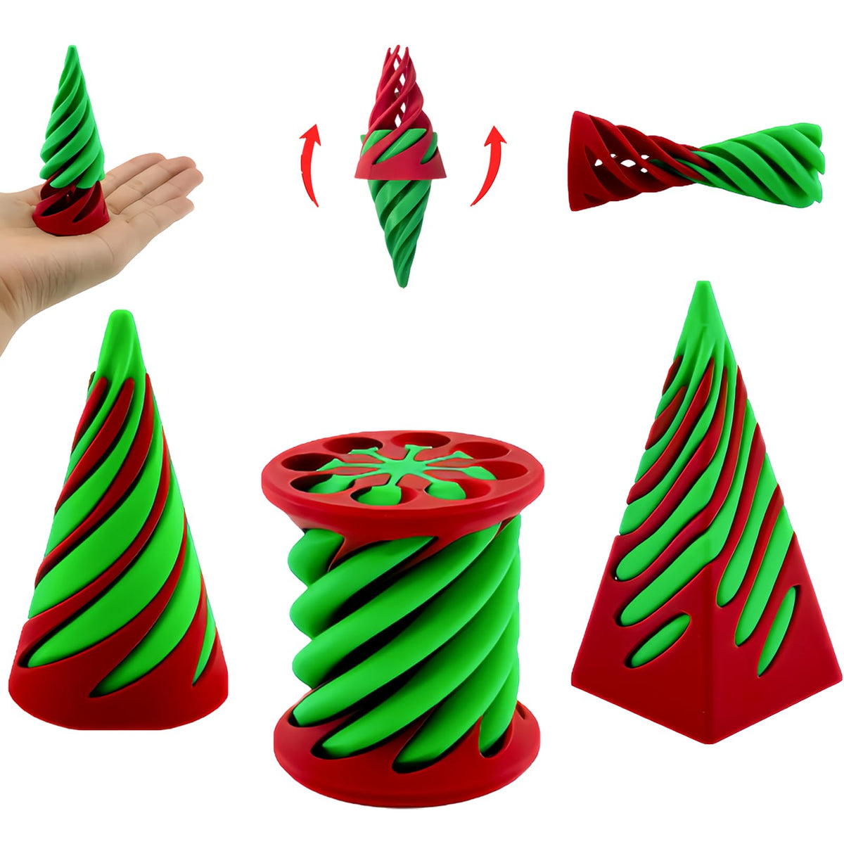 ajitxalr 3 Packs Impossible Cone - Spiral Fidget Toy Set with Passthrough Pyramid