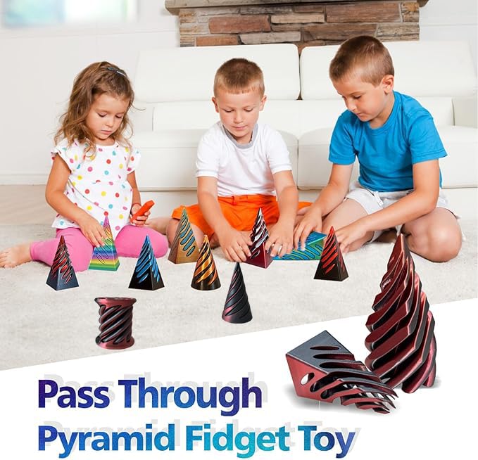 ajitxalr 3-Pack Impossible Cone & Spiral Fidget Toy Set | Passthrough Pyramid