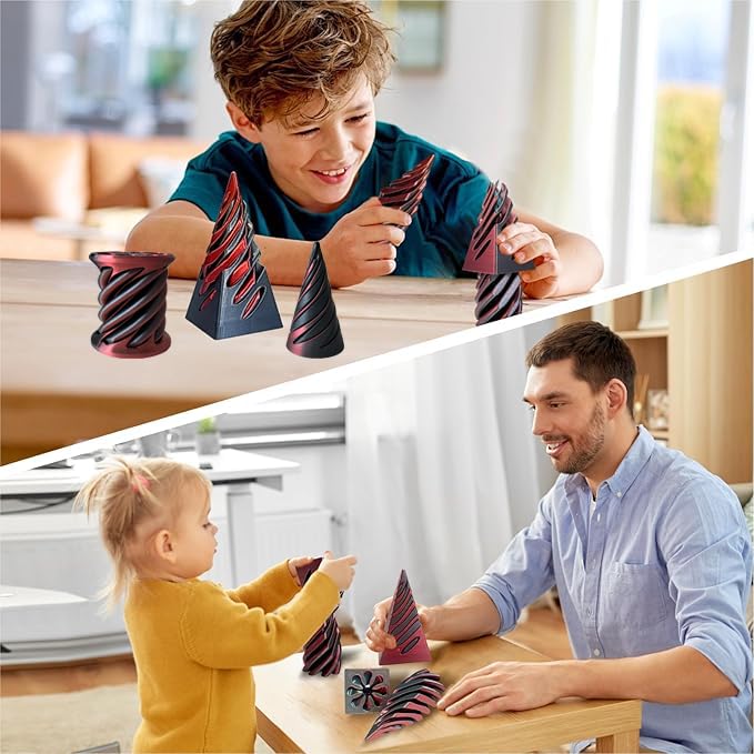 ajitxalr 3-Pack Impossible Cone & Spiral Fidget Toy Set | Passthrough Pyramid