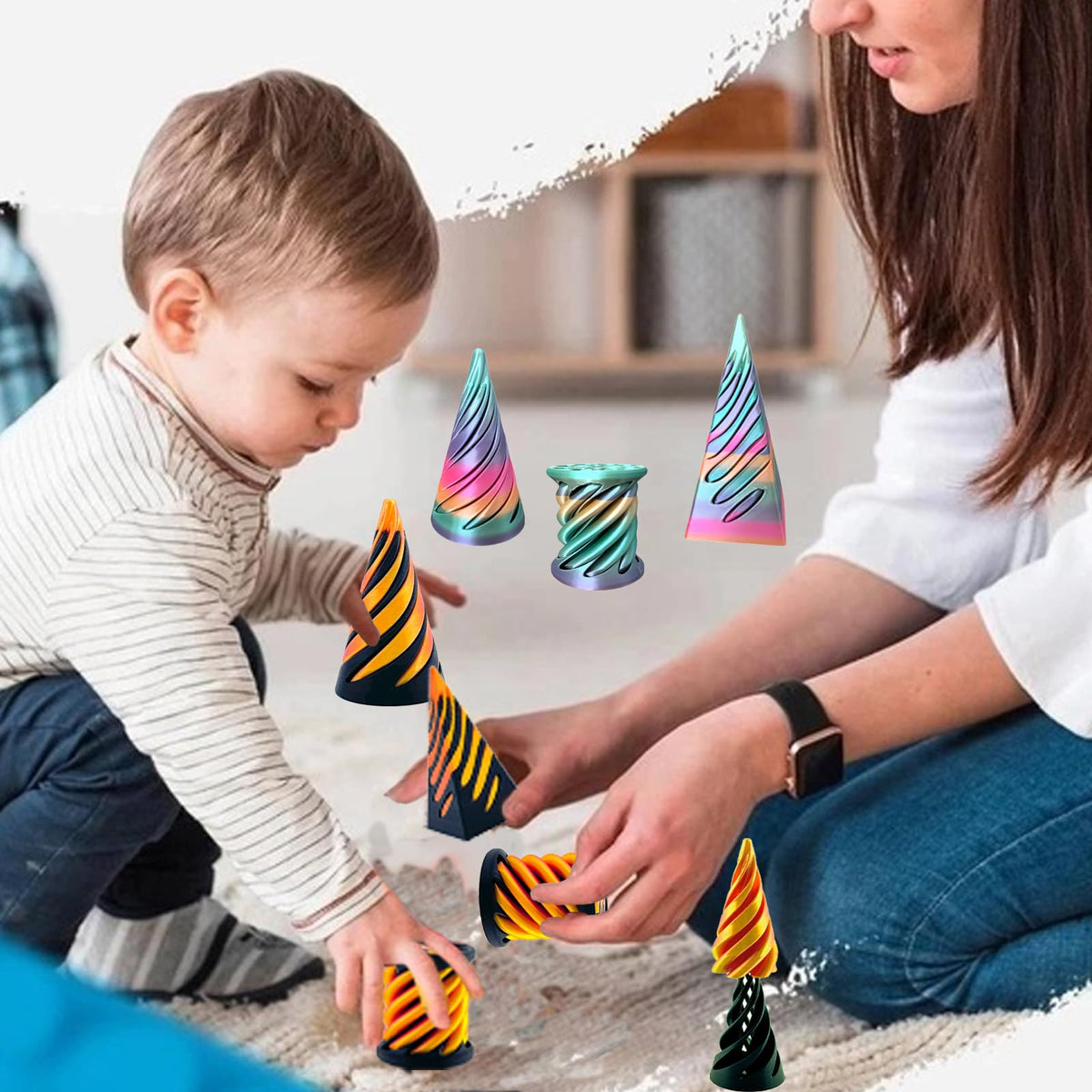 ajitxalr 3-Pack Impossible Cone & Spiral Cone Fidget Toy Set – Stress Relief & Focus