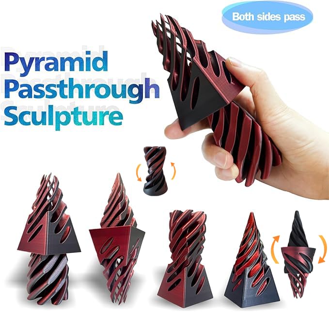 ajitxalr 3-Pack Impossible Cone & Spiral Fidget Toy Set | Passthrough Pyramid