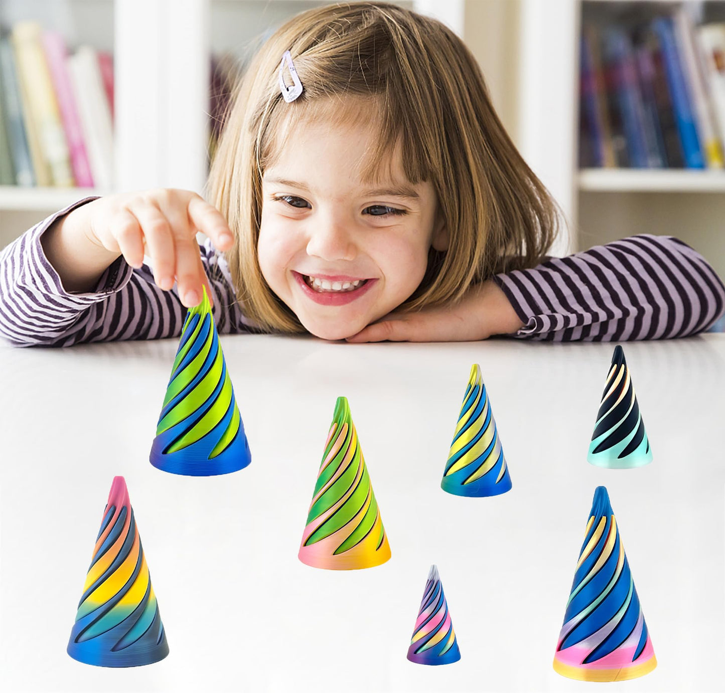 Ajitxalr Valentines Day Gifts: 9 Pack Impossible Cone & Spiral Fidget Toy Set
