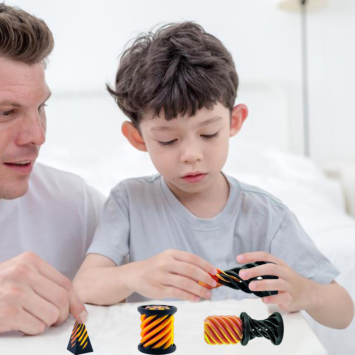 ajitxalr Impossible Cone & Pyramid Fidget Toys 6-Pack – Spiral Stress-Relief for Kids & Adults