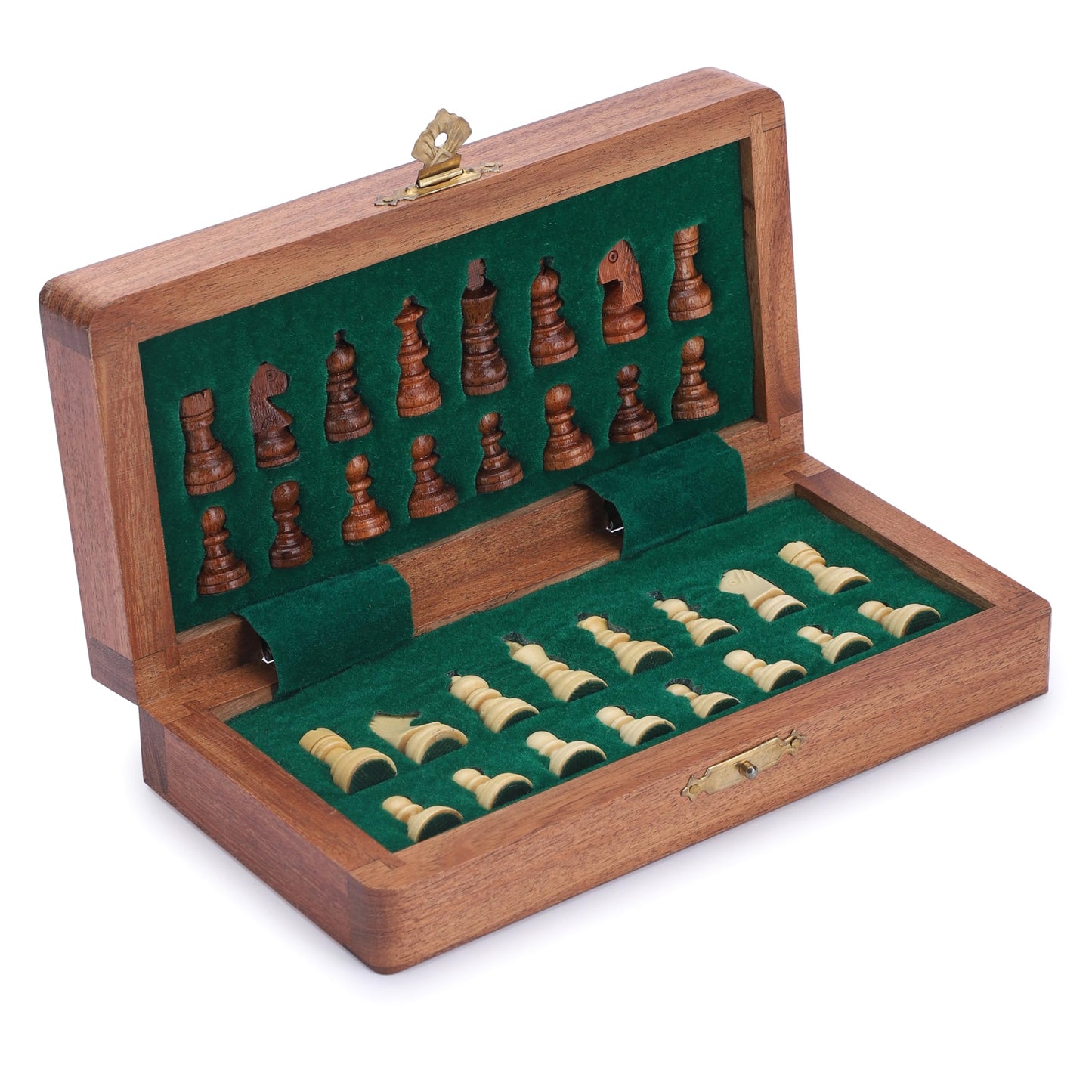 Ajuny Magnetic Travel Chess Set – Handcrafted Acacia Wood, Foldable Board with Elegant Storage