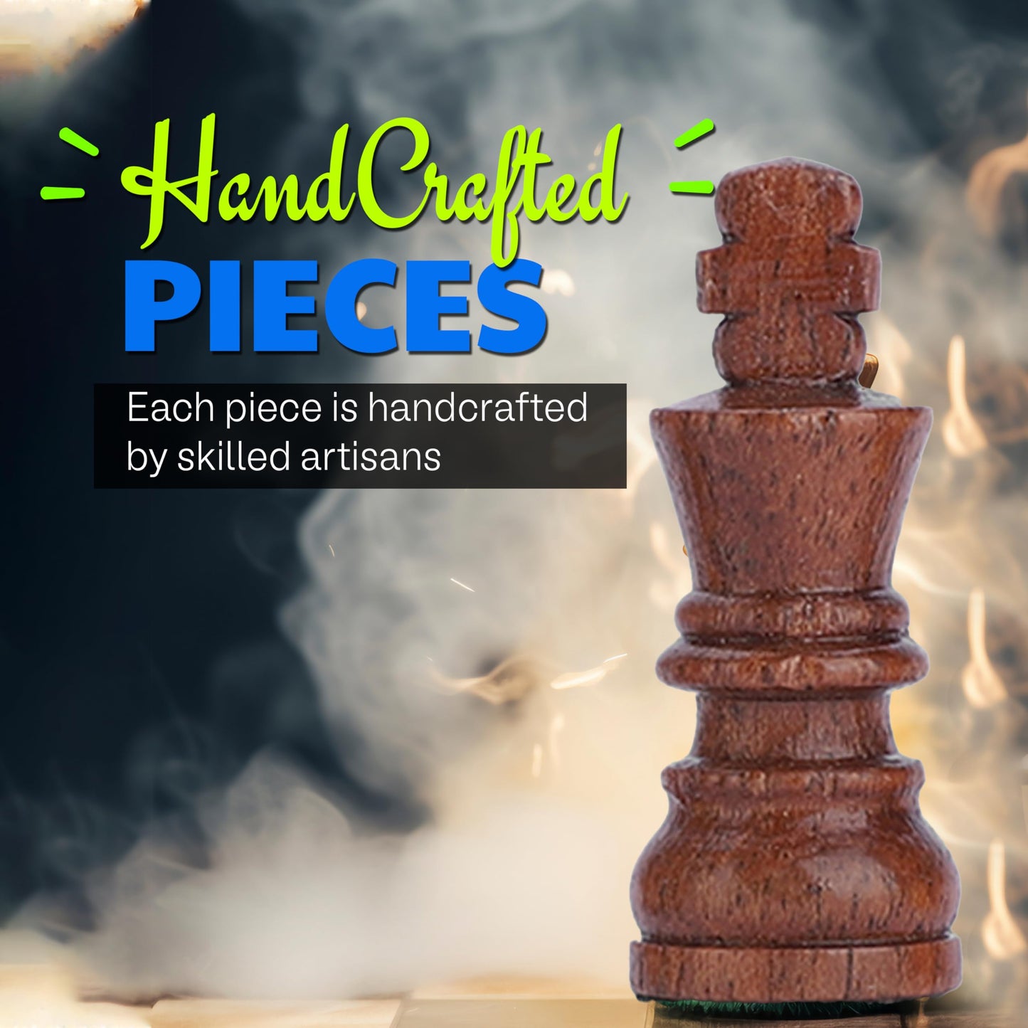 Ajuny Magnetic Travel Chess Set – Handcrafted Acacia Wood, Foldable Board with Elegant Storage