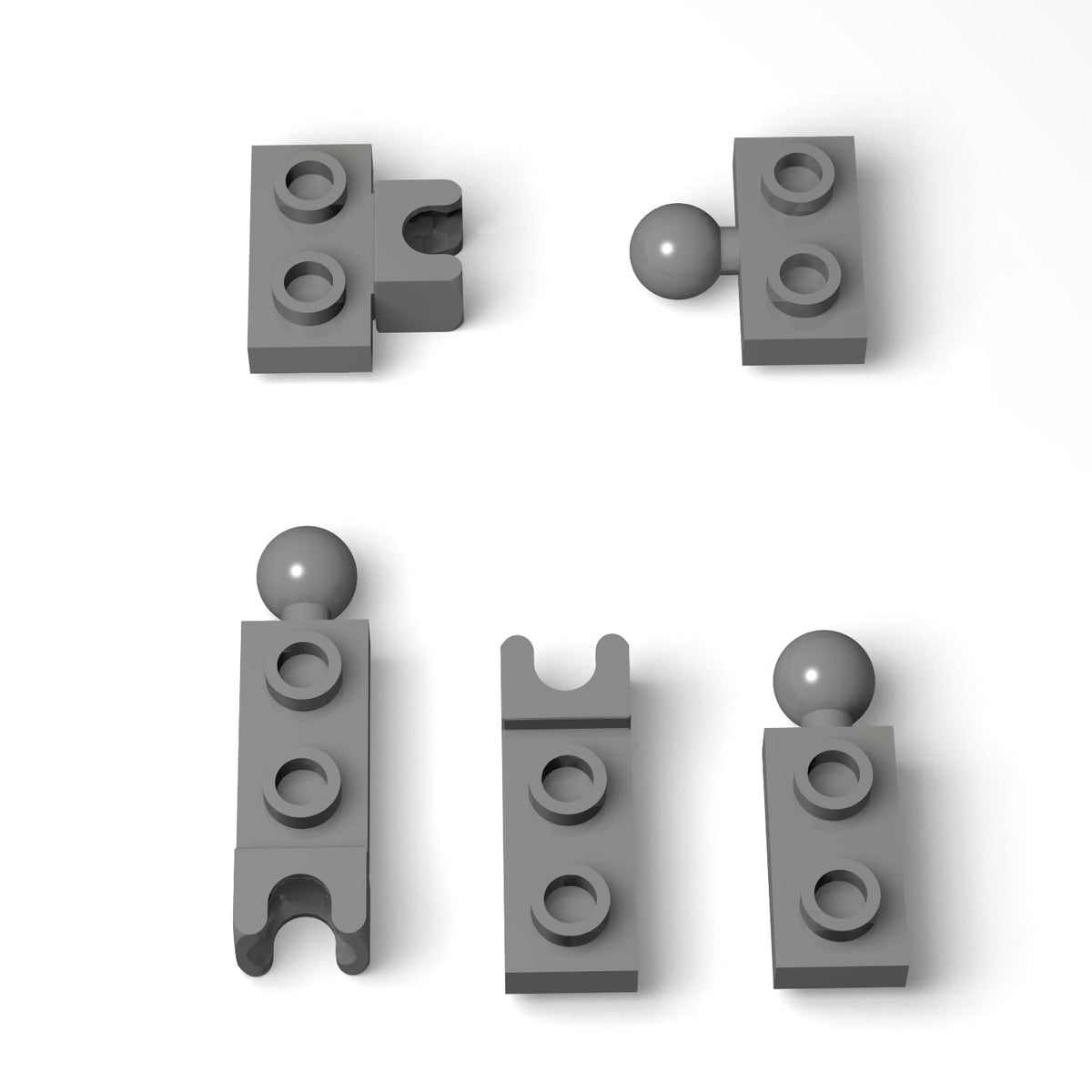 Ajuzolu 105-Piece Ball Joint Bulk, 5 Sizes | Lego Compatible Dark Gray