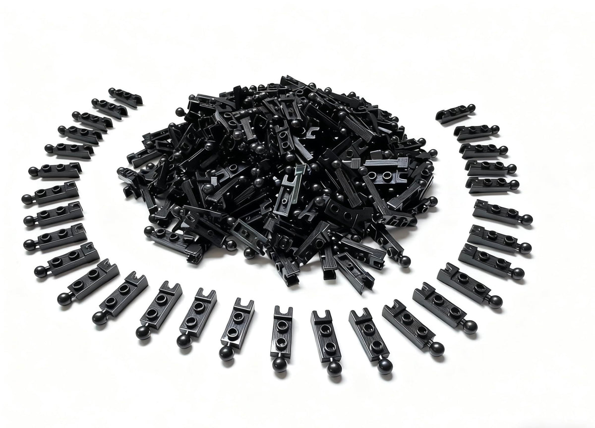 Ajuzolu Classic Black Ball Joints Bulk – Plate 1x2 with 5.9mm End Cup & Towball (50 Pcs)