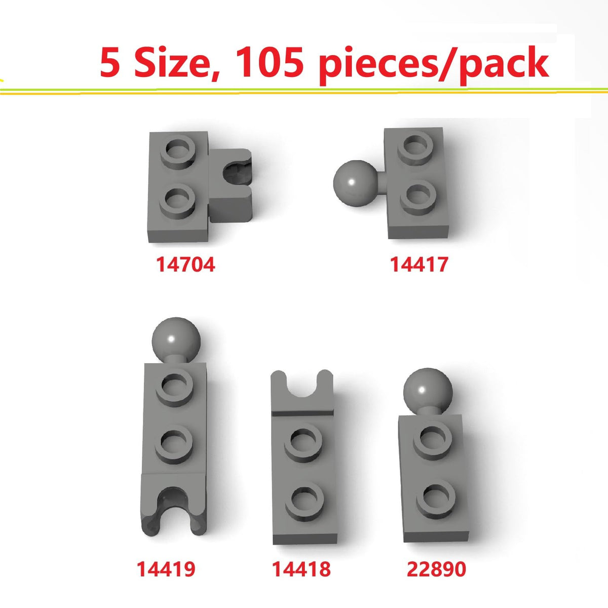 Ajuzolu 105-Piece Ball Joint Bulk, 5 Sizes | Lego Compatible Dark Gray