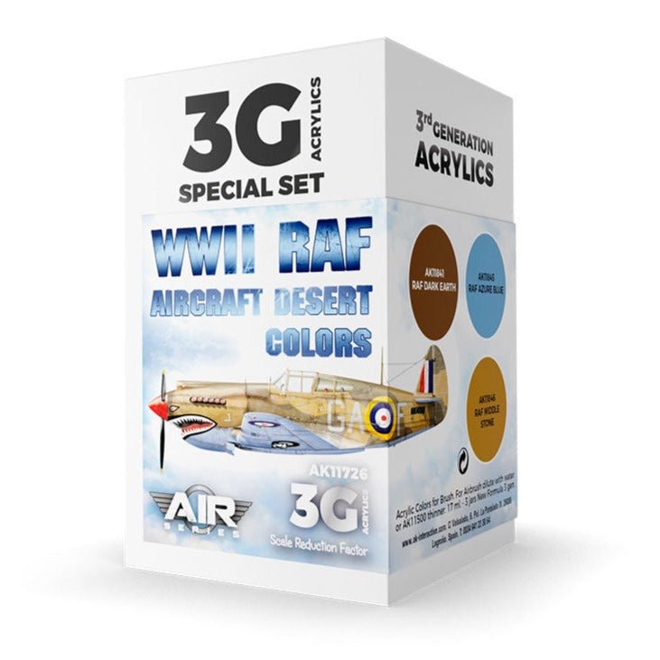 AK Interactive 3rd Gen Aircraft Paint Set - WWII RAF Aircraft Desert Colors Set (AK11726)
