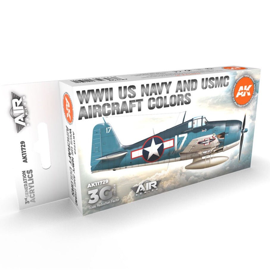 AK Interactive 3rd Gen Aircraft Paint Set - WWII US Navy & USMC Aircraft Colors Set (AK11729)