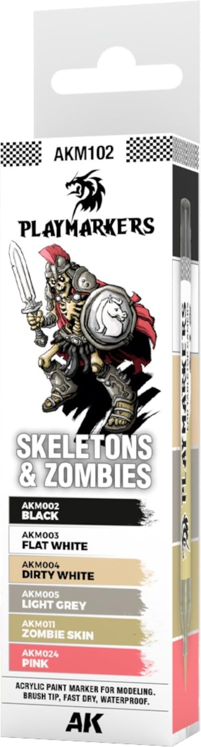 AK Interactive Playmarkers Set AKM102 Skeletons & Zombies (6x) – Acrylic Paint Markers for Miniatures