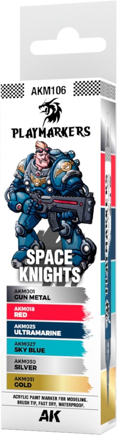 AK Interactive Playmarkers Space Knight 6x – Quick-Dry Acrylic Model Markers