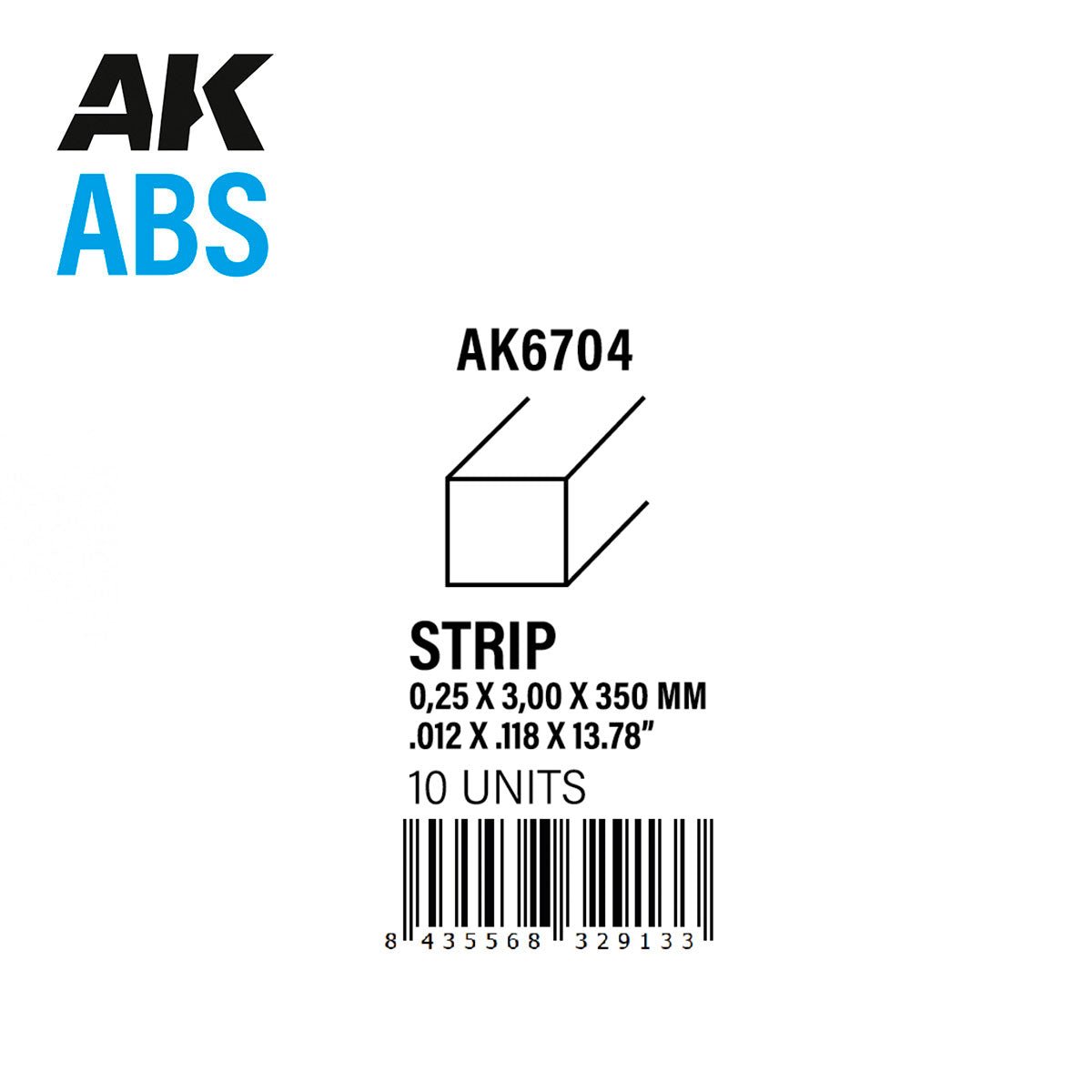 AK Interactive - Strips 0.25mm X 3mm X 350mm - ABS Strip (AK6704)