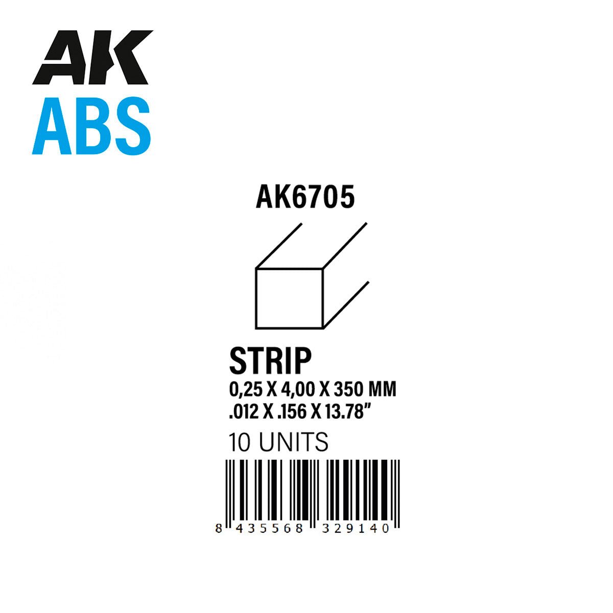 AK Interactive - Strips 0.25mm X 4mm X 350mm - ABS Strip (AK6705)
