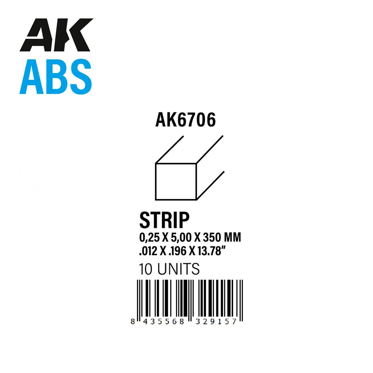 AK Interactive - Strips 0.25mm X 5mm X 350mm - ABS Strip (AK6706)