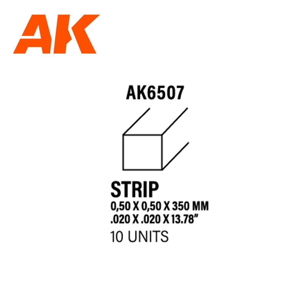 AK Interactive - Strips 0.50 X 0.50 X 350mm - Styrene Strip (AK6507)