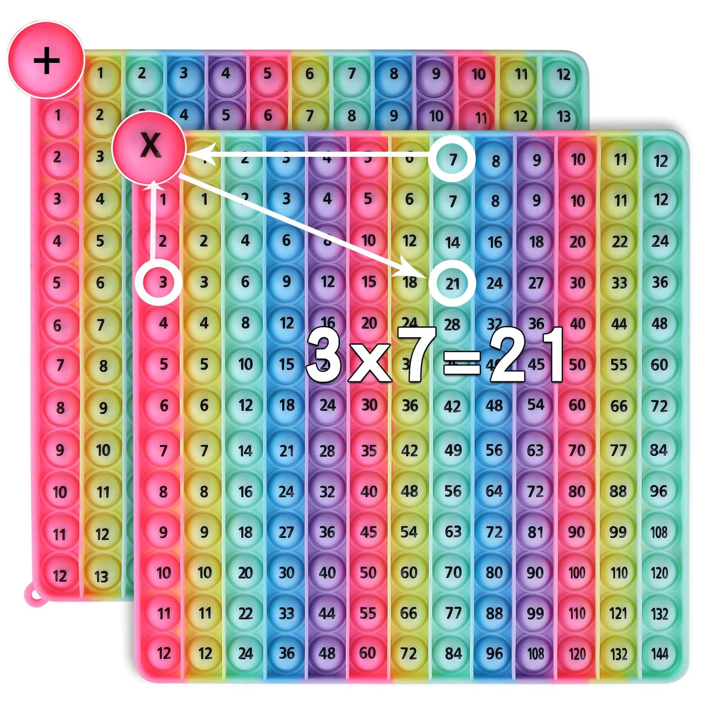 AK-SHIP Doubled Side Macaron Math Toy — 12x12 Multiplication & 0-12 Addition, Fidget Learning Tool
