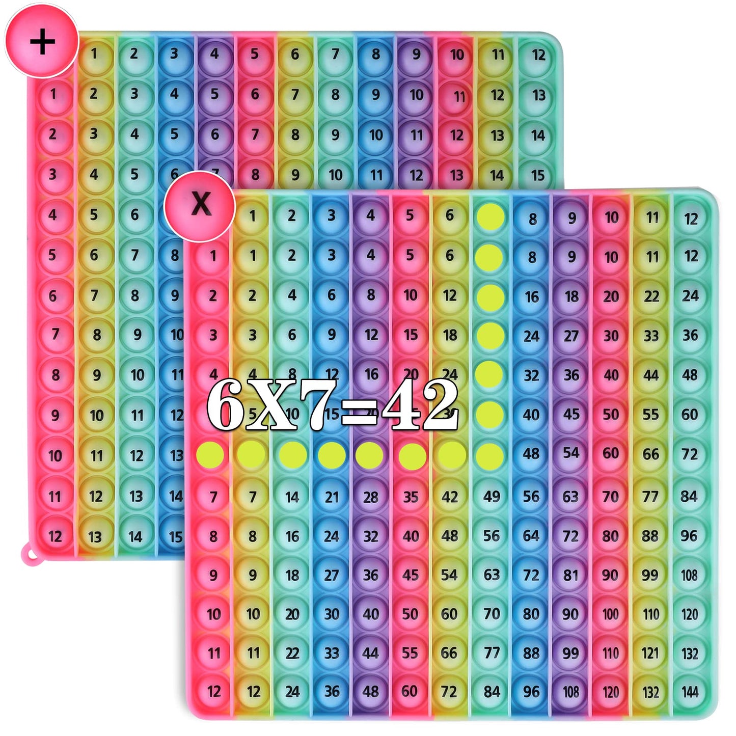 AK-SHIP Doubled Side Macaron Math Toy — 12x12 Multiplication & 0-12 Addition, Fidget Learning Tool