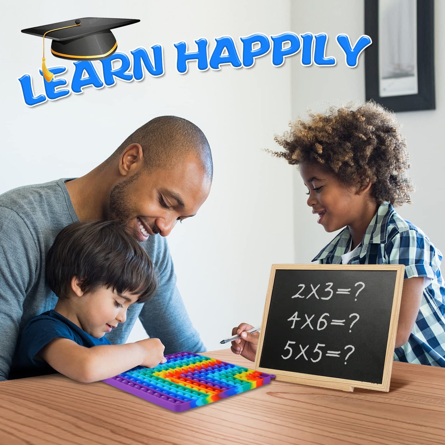 AK-SHIP 2-in-1 12x12 Multiplication & Addition Learning Table | Rainbow Dimple Fidget Toy