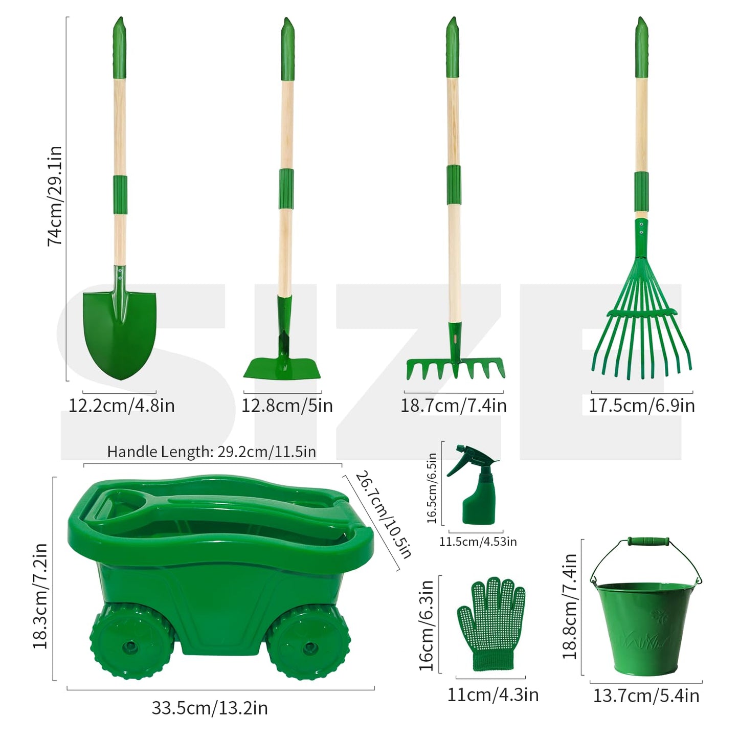 Aka Supaku Kids Gardening Tools Set – 8pc Wheelbarrow Kit