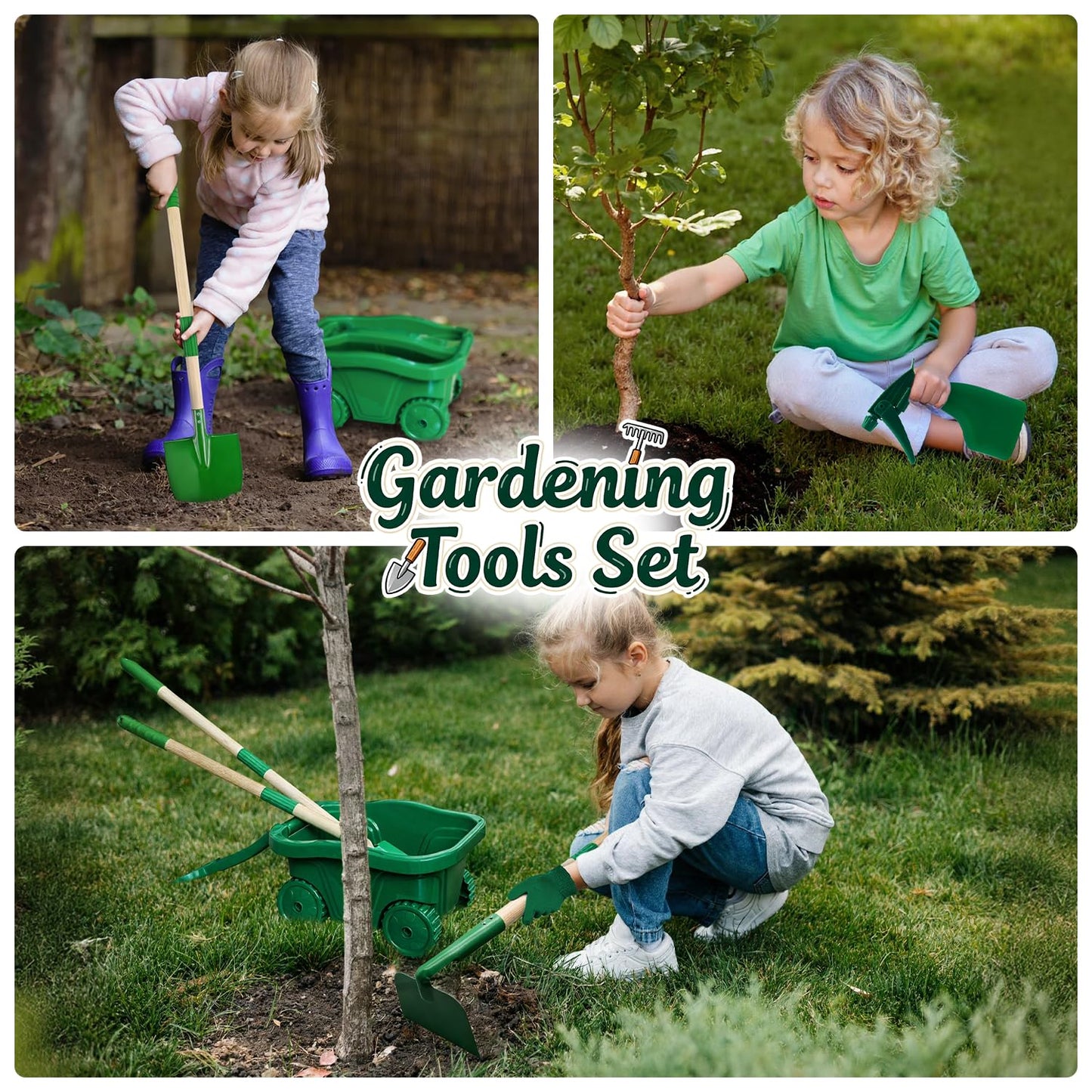 Aka Supaku Kids Gardening Tools Set – 8pc Wheelbarrow Kit