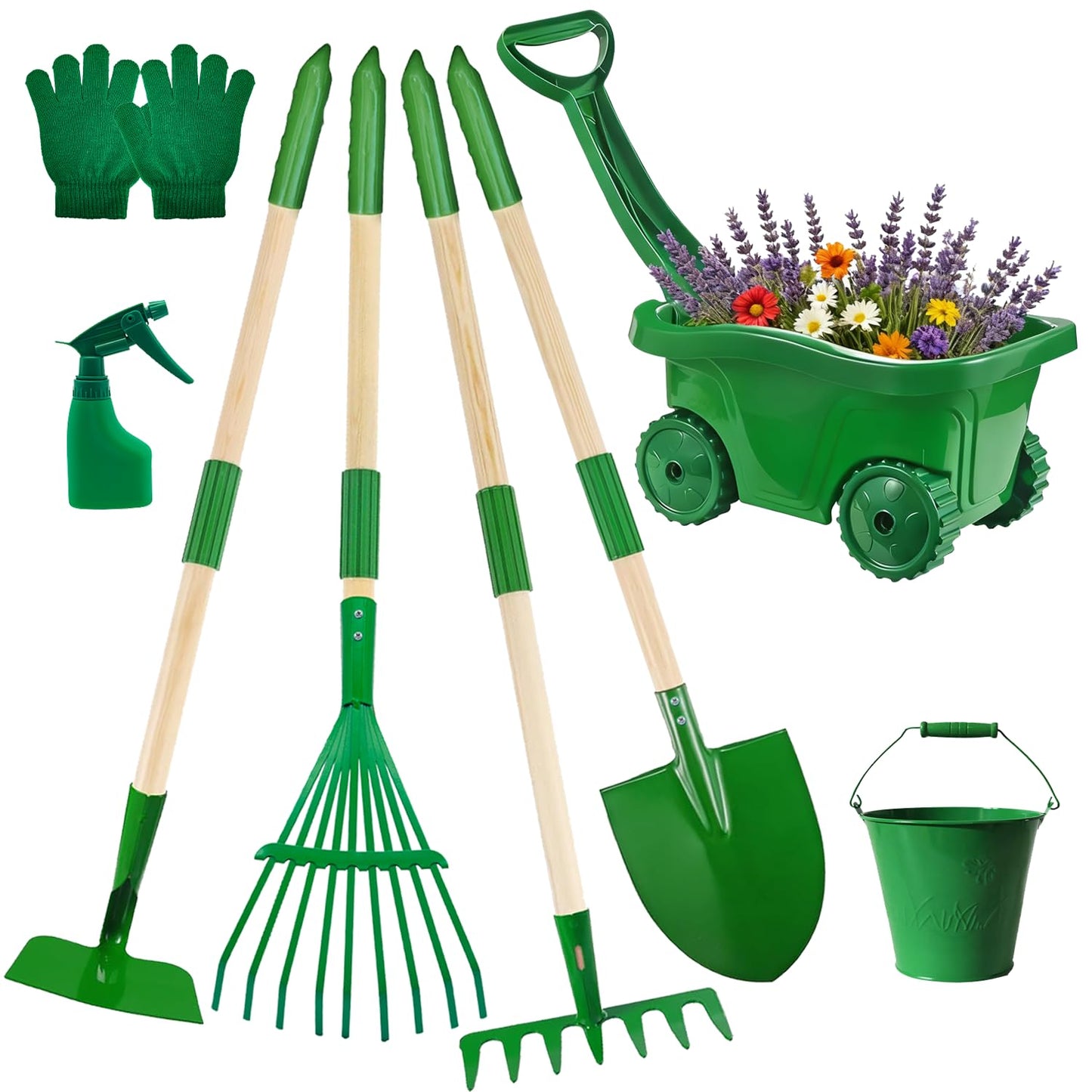 Aka Supaku Kids Gardening Tools Set – 8pc Wheelbarrow Kit