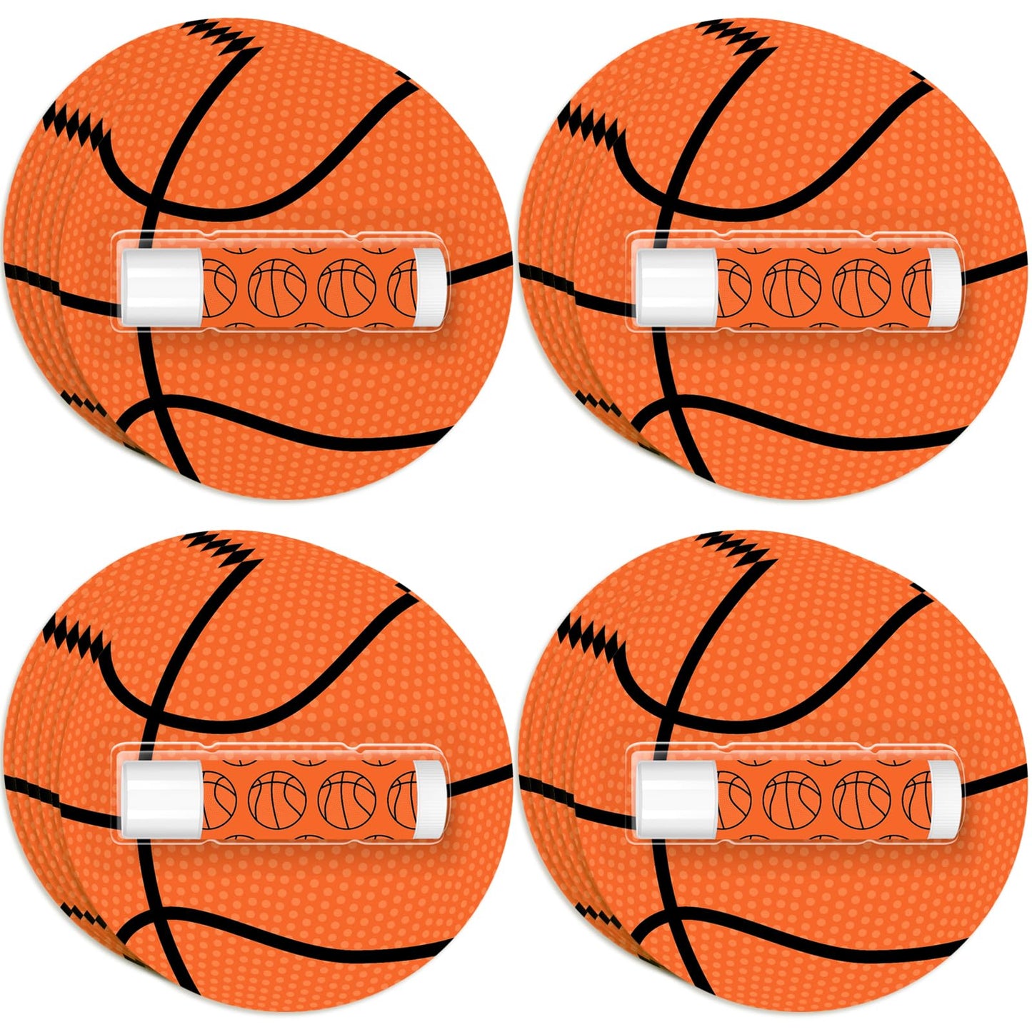 AKAIXI 24 Pack Basketball Lip Balm – Beeswax Moisturizing Vanilla Flavor, Bulk Party Gifts
