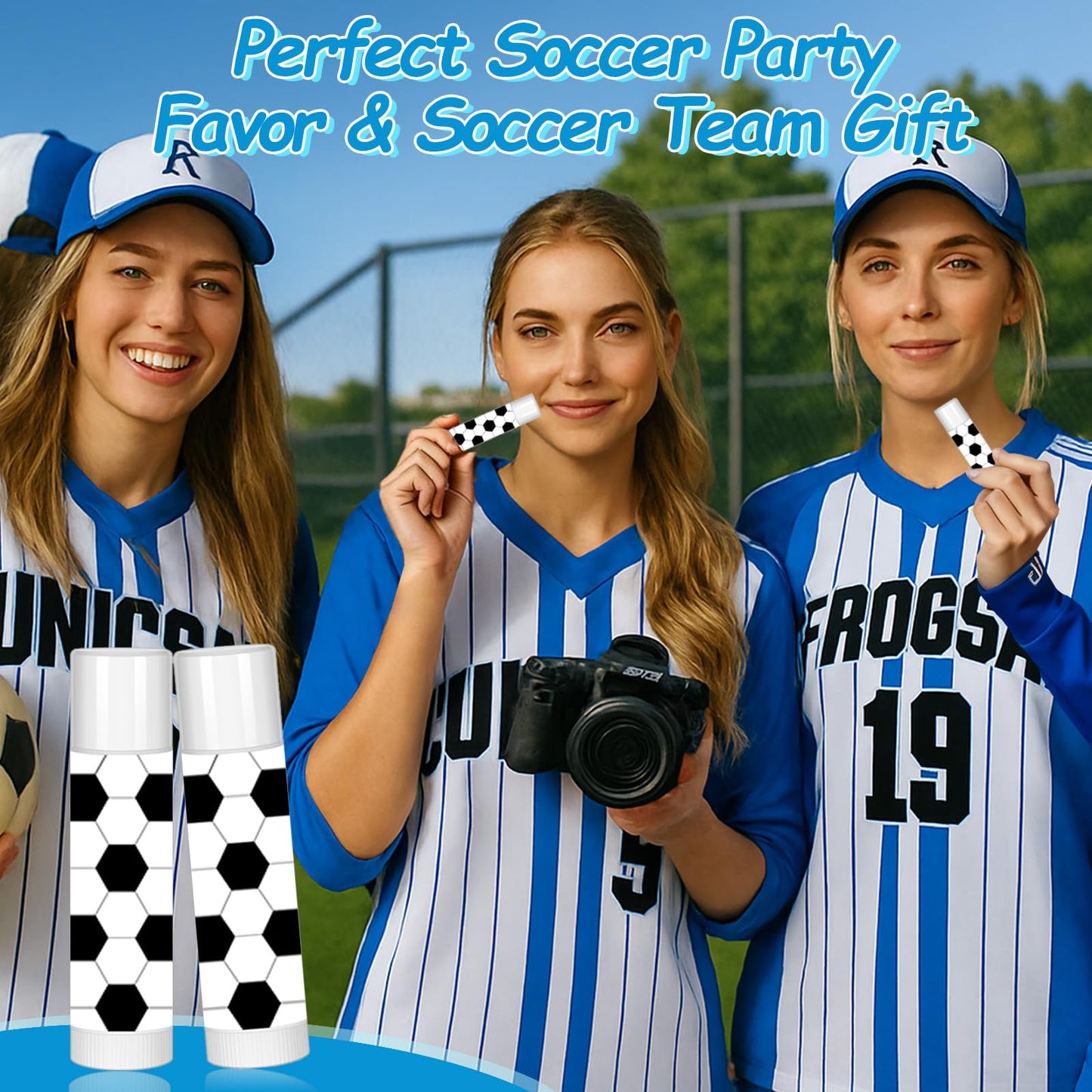 AKAIXI 24-Pack Soccer Lip Balm – Beeswax Moisturizing Vanilla Lip Balm for Teams & Fans