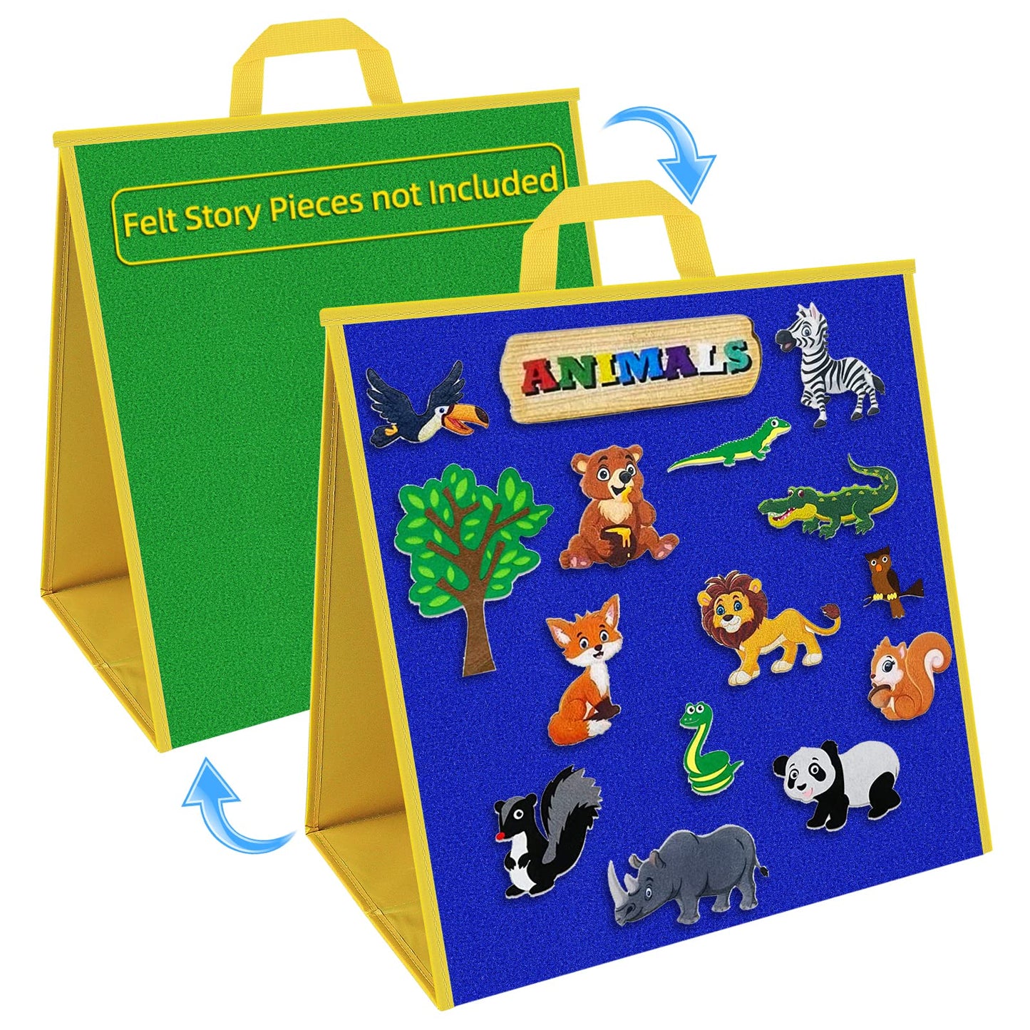 AKAYOK Double-Sided Felt Board 17x17 Inches | Foldable Flannel Story Board for Toddlers & Preschool