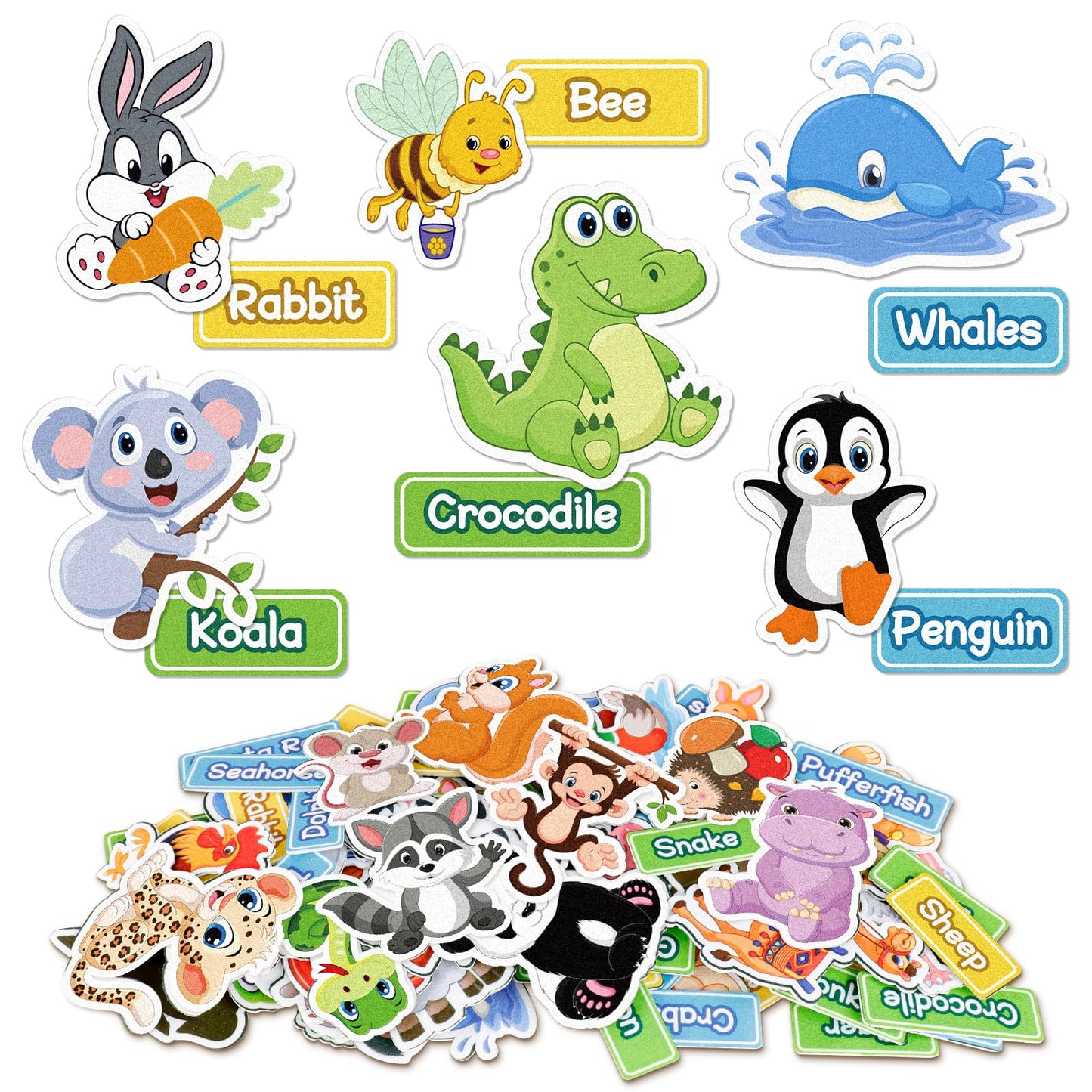 AKAYOK Felt Animals Set with Storage Pouch & Velcro Backs – 90 Storytelling Pieces