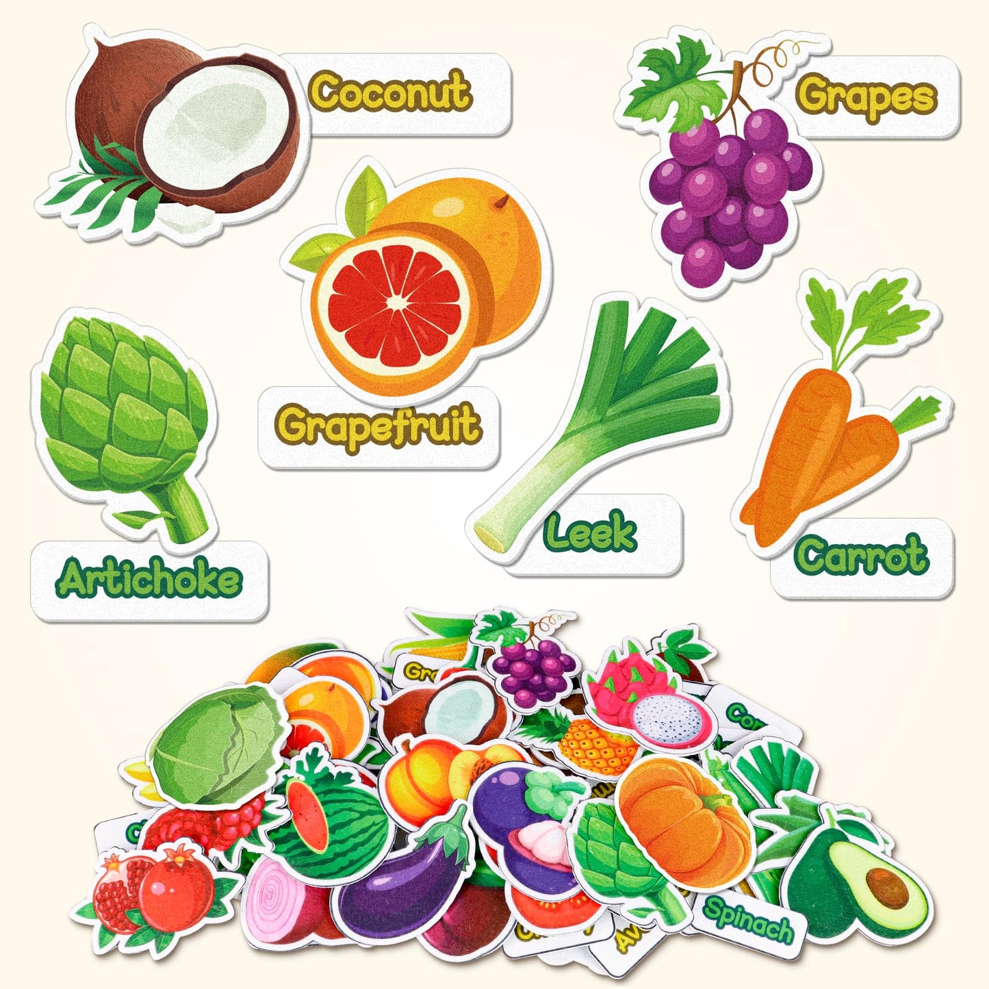 AKAYOK Felt Board Set: 90 Fruits & Vegetables for Preschool Learning