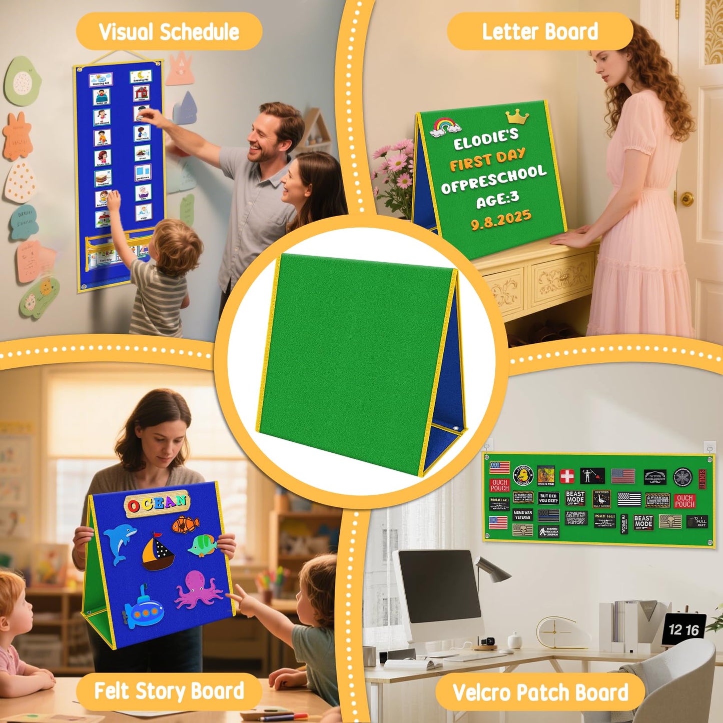 AKAYOK Foldable Felt Board for Toddlers — Double-Sided, 13x12 Portable Storytelling & Learning Board